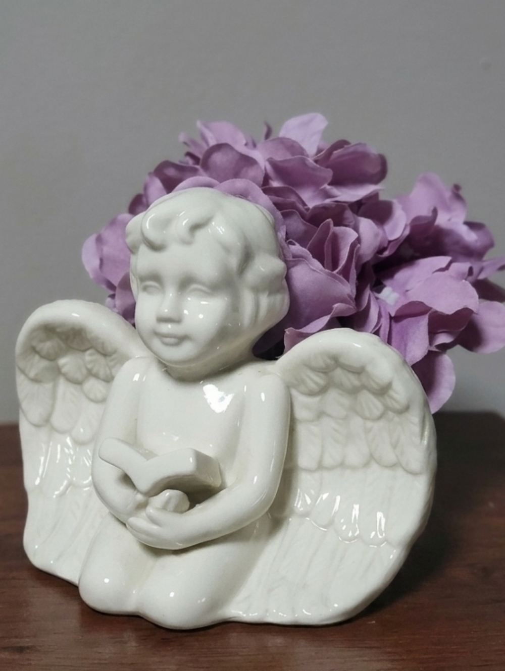 Small porcelain angel planter baby angel Figurine cherub - square
